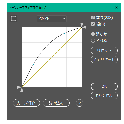 トーンカーブダイアログ For Ai